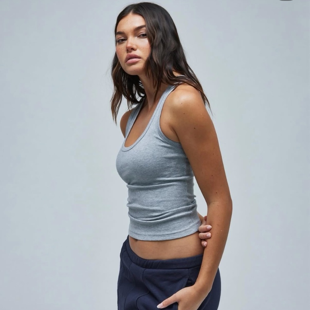 Thirty Years Demi Ribbed Tank - Grey Marl